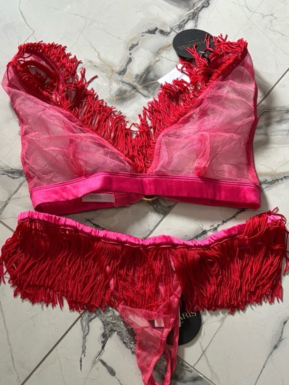 Fringed Pink Lingerie Set